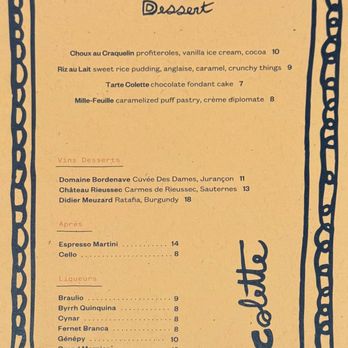 Colette OTR * Mostly French Restaurant by Chef Danny Combs - Dessert menu - French Near Me - Cincinnati, Ohio
