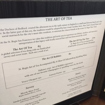 The St. Regis Bar - Afternoon tea menu - Bars Near Me - San Francisco, California The St. Regis Bar - Afternoon tea menu - Bars Near Me - San Francisco, California