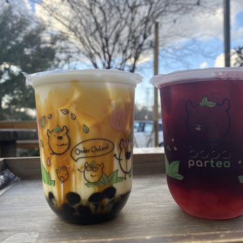 Boba ParTea - Brown sugar bubu with tapioca pearls & Rose garden tea with cherry blossom boba - Bakeries Near Me - Baton Rouge, Louisiana