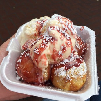 Solvang Restaurant - Happiness a la mode! Aebelskiver with ice cream and raspberry jam soooooo good! - Scandinavian Near Me - Solvang, California Solvang Restaurant - Happiness a la mode! Aebelskiver with ice cream and raspberry jam soooooo good! - Scandinavian Near Me - Solvang, California