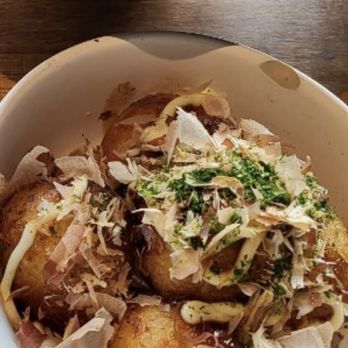 Shinya Shokudo - Takoyaki appetizer (breaded octopus) - Izakaya Near Me - Seattle, Washington Shinya Shokudo - Takoyaki appetizer (breaded octopus) - Izakaya Near Me - Seattle, Washington