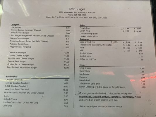Menu photo 1 Best Burger Concord, CA Menu photo 1 Best Burger Concord, CA