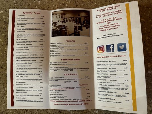 Menu photo 5 Sal’s Mexican Restaurants Selma, CA