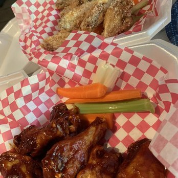 BottleDog Bites & Brews - Seriously the best wings in Cary!!!!! & on wing Wednesday that are only 5$. Pictured: garlic parm and spicy bbq - Beer Bar Near Me - Cary, North Carolina