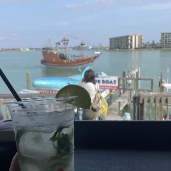 Sculley's - Our table view and pineapple mojito - Seafood Near Me - Madeira Beach, Florida
