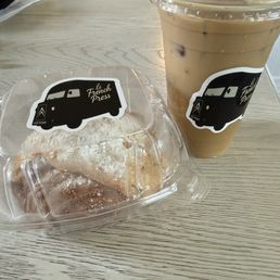 Iced Vanilla Latte & Chocolate Almond Croissant Iced Vanilla Latte & Chocolate Almond Croissant