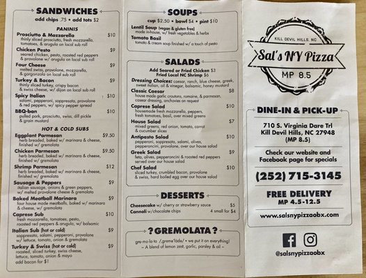 Menu photo 2 Sal's New York Pizza Kill Devil Hills, NC Menu photo 2 Sal's New York Pizza Kill Devil Hills, NC