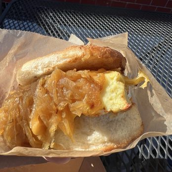 Perenn - Midtown - Breakfast sandwich on English muffin w/caramelized onion - Bakeries Near Me - Reno, Nevada
