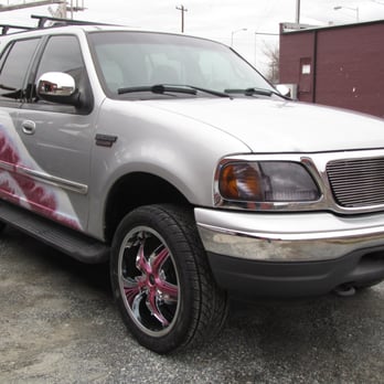 Citi Tint and Customs - Custom paint job with graphics and chrome 24 inch wheels. - Body Shops Near Me - Greensboro, North Carolina Citi Tint and Customs - Custom paint job with graphics and chrome 24 inch wheels. - Body Shops Near Me - Greensboro, North Carolina