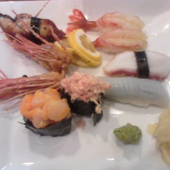 Sushi Mango - Nigiri, from TOP Right : AMAEBI, Octopus, Squid, Alaska Crab, Scallops, Shrimp Heads and Unagi @ SUSHI MANGO June 27th 2013. - Sushi Bars Near Me - Highlands Ranch, Colorado Sushi Mango - Nigiri, from TOP Right : AMAEBI, Octopus, Squid, Alaska Crab, Scallops, Shrimp Heads and Unagi @ SUSHI MANGO June 27th 2013. - Sushi Bars Near Me - Highlands Ranch, Colorado