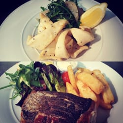 Wilson's On The River - Salt'n'pepper calamari followed by grilled Blue Eye Trevalla (Fresh fish of the day)