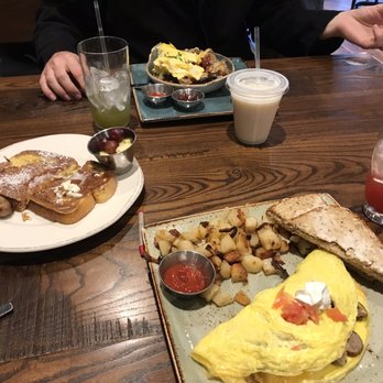 First Watch - The works omelette with potatoes instead of greens, children's plate of French toast, and skillet hash Parma - Breakfast & Brunch Near Me - Sugarland, Texas First Watch - The works omelette with potatoes instead of greens, children's plate of French toast, and skillet hash Parma - Breakfast & Brunch Near Me - Sugarland, Texas