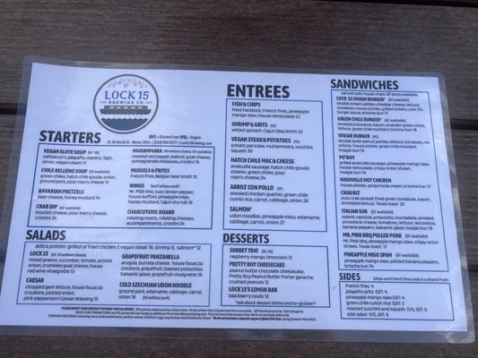 Menu photo 1 Lock 15 Brewing Co. Akron, OH