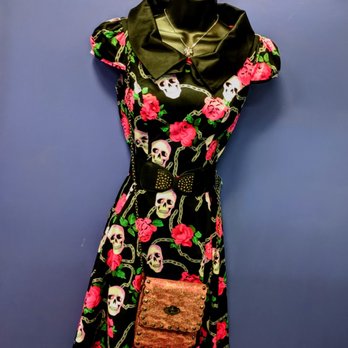 Rain - Hearts and Roses retro style skull dress. - Women's Clothing Near Me - Edmonton, Alberta