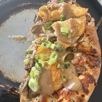 Black Rock Pizza - Captain Cook - half of our Loco Moco pizza... - Pizza Near Me - Captain Cook, Hawaii