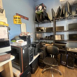 Local Tech - Assorted computer hardware inside the shop.
