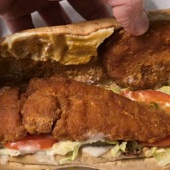 Joey's Pizza Maple - Whole-sized (12") Chicken Finger Sub (medium-sauce) with bleu cheese: Big chicken fingers! - Pizza Near Me - Buffalo, New York