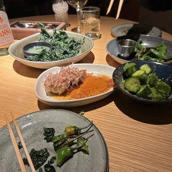 KYU - Crunchy kale. Pork gyoza. Cucumbers and shishito peppers - Asian Fusion Near Me - Las Vegas, Nevada