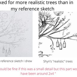 Shyn quoted me $1000-$1200 for a 8" tattoo that was supposed to include realistic trees. This is part of her final design sketch. Shyn quoted me $1000-$1200 for a 8" tattoo that was supposed to include realistic trees. This is part of her final design sketch.