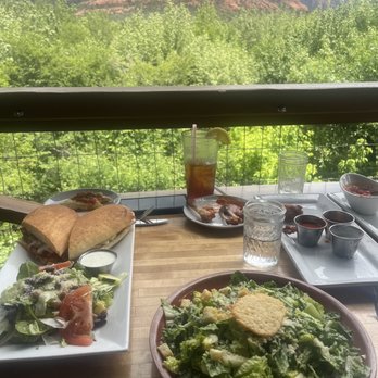 Hideaway House - Small Caesar Salad and the Hot Meatball Parm Sandwich with an AMAZING VIEW - Pizza Near Me - Sedona, Arizona