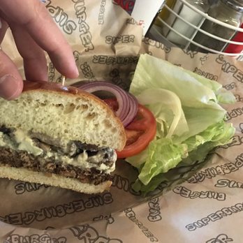 Superburger - Mushroom and blue cheese burger. Vegan patty - Burgers Near Me - Santa Rosa, California Superburger - Mushroom and blue cheese burger. Vegan patty - Burgers Near Me - Santa Rosa, California