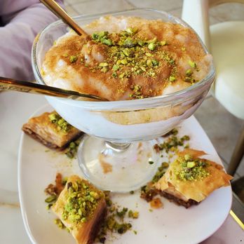 Dvine Mediterranean Experience - Long Beach - Delicious rice pudding and baklava. - Mediterranean Near Me - Long Beach, California