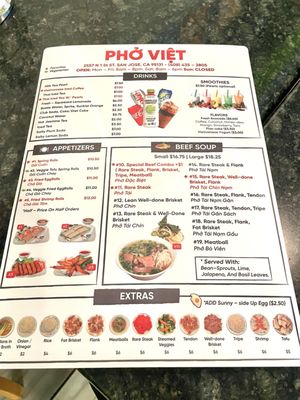 Menu photo 4 Pho Viet San Jose, CA