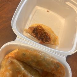 K Grill 2 Go - Goyza, so overly fried that it split open and was all dried out.