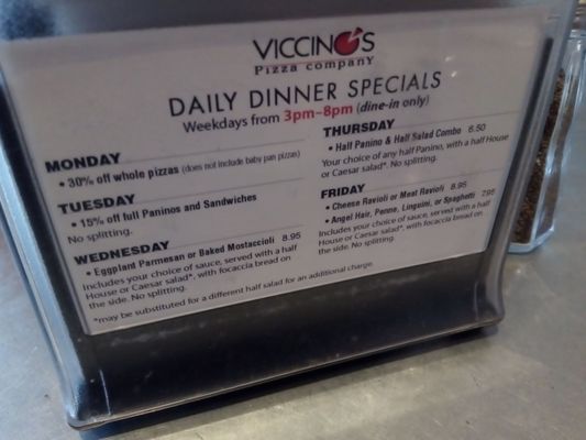 Menu photo 8 Viccino's Pizza Company Glenview, IL