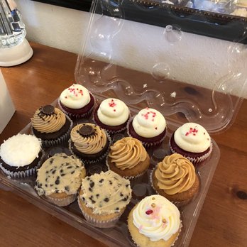Brandy's All City Sweets - Starting at the top left to right: Red velvet, Peanut Butter Cup, Salted Caramel, coconut chocolate, cookie dough, and a vanilla cupcake. - Bakeries Near Me - Salem, Oregon Brandy's All City Sweets - Starting at the top left to right: Red velvet, Peanut Butter Cup, Salted Caramel, coconut chocolate, cookie dough, and a vanilla cupcake. - Bakeries Near Me - Salem, Oregon