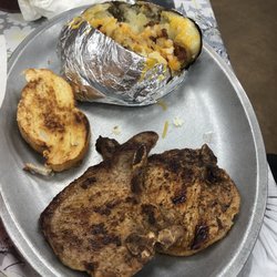 Hillisters Hitchin Post - Grill pork chops and a baked potato