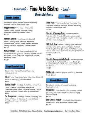 Menu photo 4 Fine Arts Bistro Glasgow, KY
