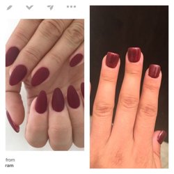 Sheridan Nails And Spa - Left is what I asked for and right is what I got. It just sucks to spend forty dollars for someone who won't listen to what you want