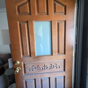 At Glass Work - (2/2) Replaced Stained glass with white/frosted laminated safety glass on front door in San Lorenzo Ca, - Glass & Mirrors Near Me - San Lorenzo, California At Glass Work - (2/2) Replaced Stained glass with white/frosted laminated safety glass on front door in San Lorenzo Ca, - Glass & Mirrors Near Me - San Lorenzo, California