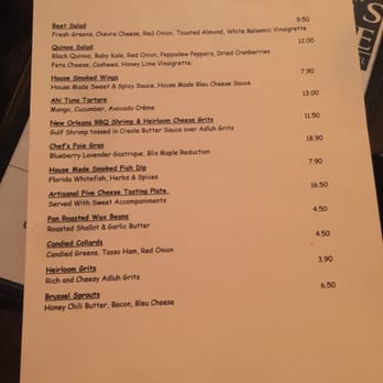 Chef's Table At the Edgewater - Gluten Free Menu (as of January, 2016) - New American Near Me - Winter Garden, Florida