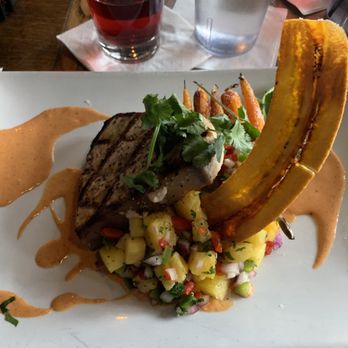 Itty Bitty Bar - Swordfish with jasmine rice, carrots and pineapple salsa - Bars Near Me - Holland, Michigan Itty Bitty Bar - Swordfish with jasmine rice, carrots and pineapple salsa - Bars Near Me - Holland, Michigan