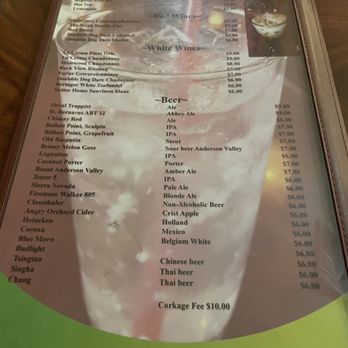 JP Thai Kitchen - Drink Menu - Thai Near Me - Sacramento, California