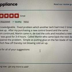 Fix Appliance - My review I couldn't post on Yelp website.