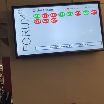 Forum 55 - Screening showing when orders are ready/in progress - Food Court Near Me - Chicago, Illinois Forum 55 - Screening showing when orders are ready/in progress - Food Court Near Me - Chicago, Illinois