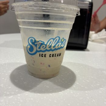 Stella's Ice Cream - This is the birthday cake shake. It was really good. We all got the cookie dough shake, and we also the salted caramel - Ice Cream & Frozen Yogurt Near Me - Gilbert, Arizona Stella's Ice Cream - This is the birthday cake shake. It was really good. We all got the cookie dough shake, and we also the salted caramel - Ice Cream & Frozen Yogurt Near Me - Gilbert, Arizona