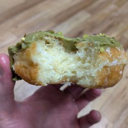 Glaze Doughnuts - @endoedibles on Instagram 07/29/25    Matcha Green Tea Pistachio Doughnut
