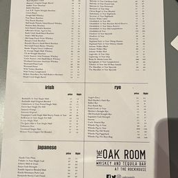 Whiskey Menu Whiskey Menu