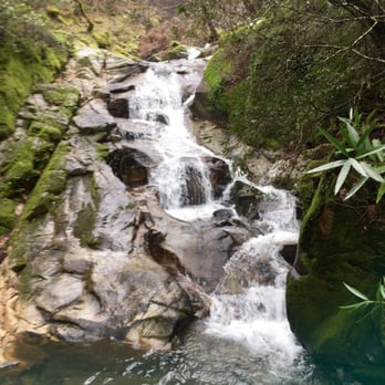 Feather Falls Trail - Mini falls on upper loop next to bridge "Frey Creek" sign - Hiking Near Me Feather Falls Trail - Mini falls on upper loop next to bridge "Frey Creek" sign - Hiking Near Me