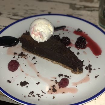Made In Belfast - Chocolate Tart with Raspberry ice cream raspberry sauce - Irish Near Me - Belfast, BFS