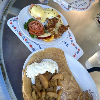 Paula's Pancake House - Smoked salmon Benedict, danish pancakes with apples - Breakfast & Brunch Near Me - Solvang, California