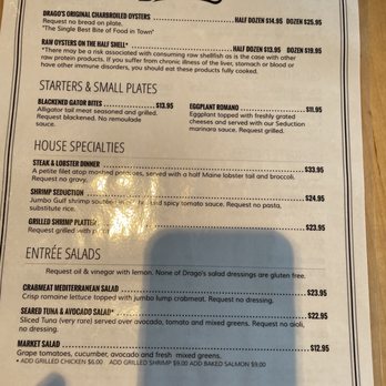 Drago’s Seafood Restaurant - Gluten free menu - Seafood Near Me - Baton Rouge, Louisiana