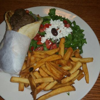 The Harvest Table At Market Square - gyro meal with side fries and greek salad - Breakfast & Brunch Near Me - Windsor, Ontario