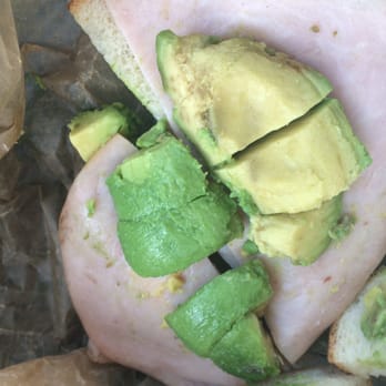Panera Bread - This is so wrong ? 4+ dollars and this is what I get two slices of meat and a lump of avo that would not even stay in . - Soup Near Me - Rancho Cordova, California