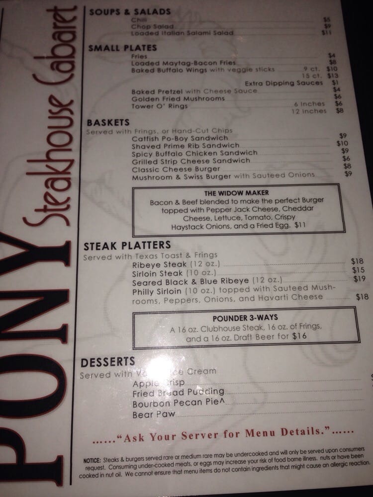 THE PONY CABARET AND STEAK HOUSE Updated October 2024 213 E Main St