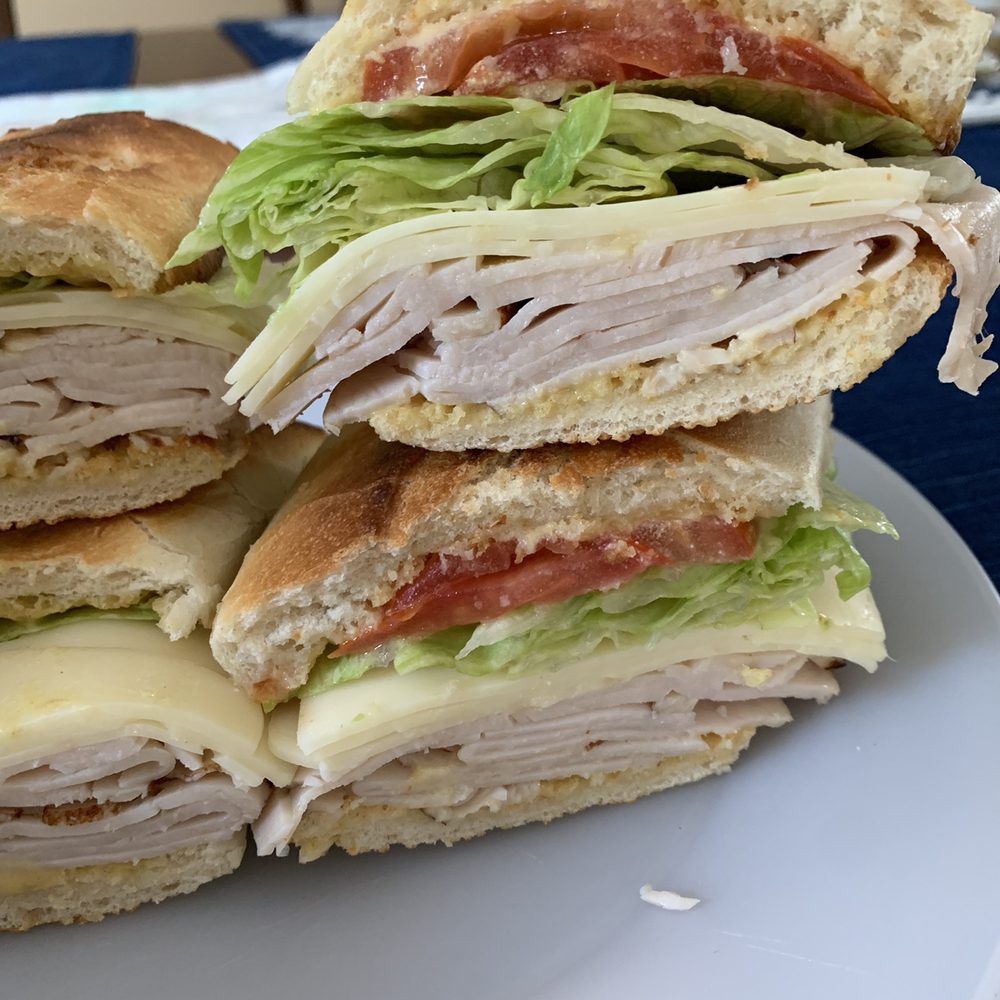 Turkey and cheese with lettuce tomato and honey mustard